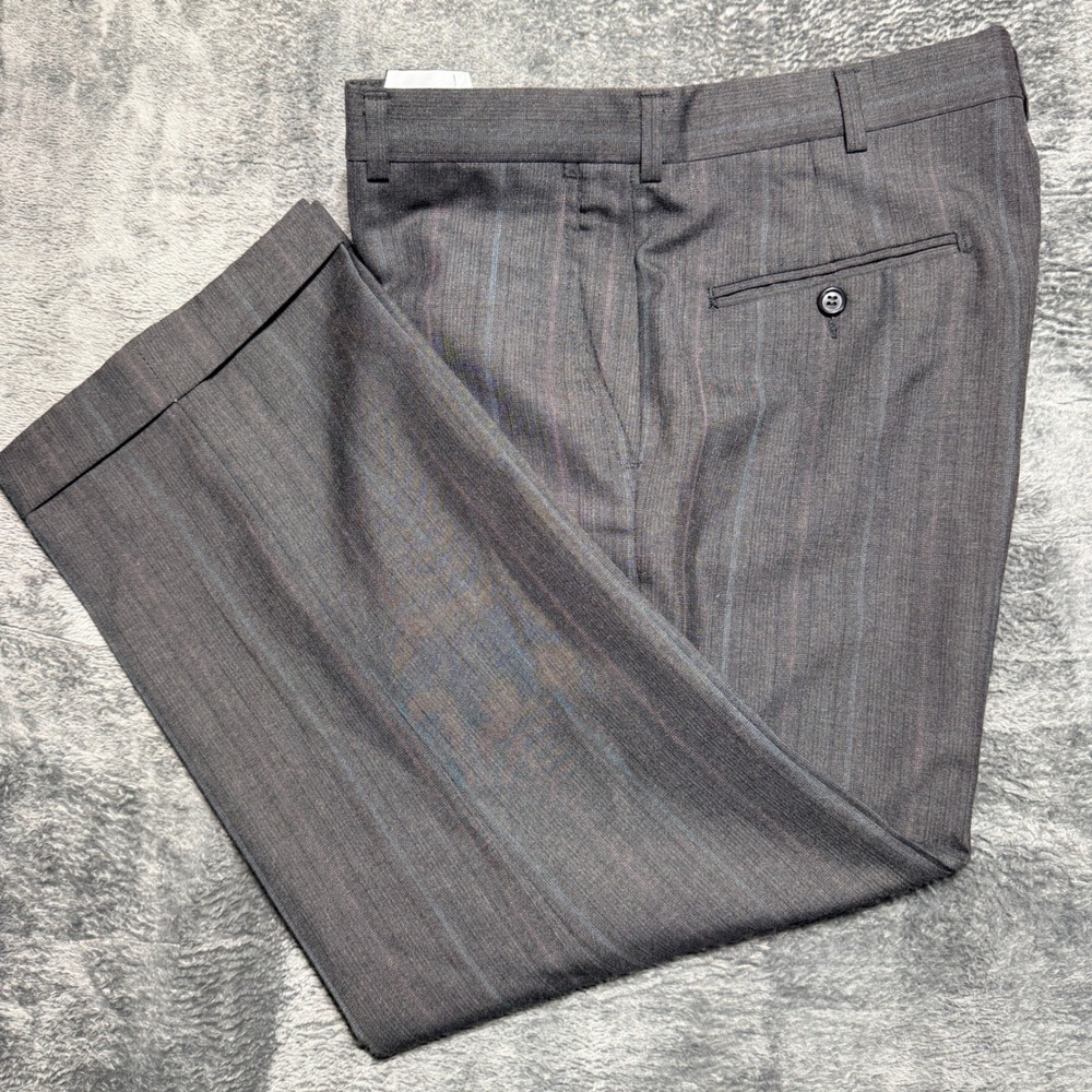 Towncraft Suit Trousers Men 36 Charcoal Grey Pinstripe Vintage Cuffed Pants